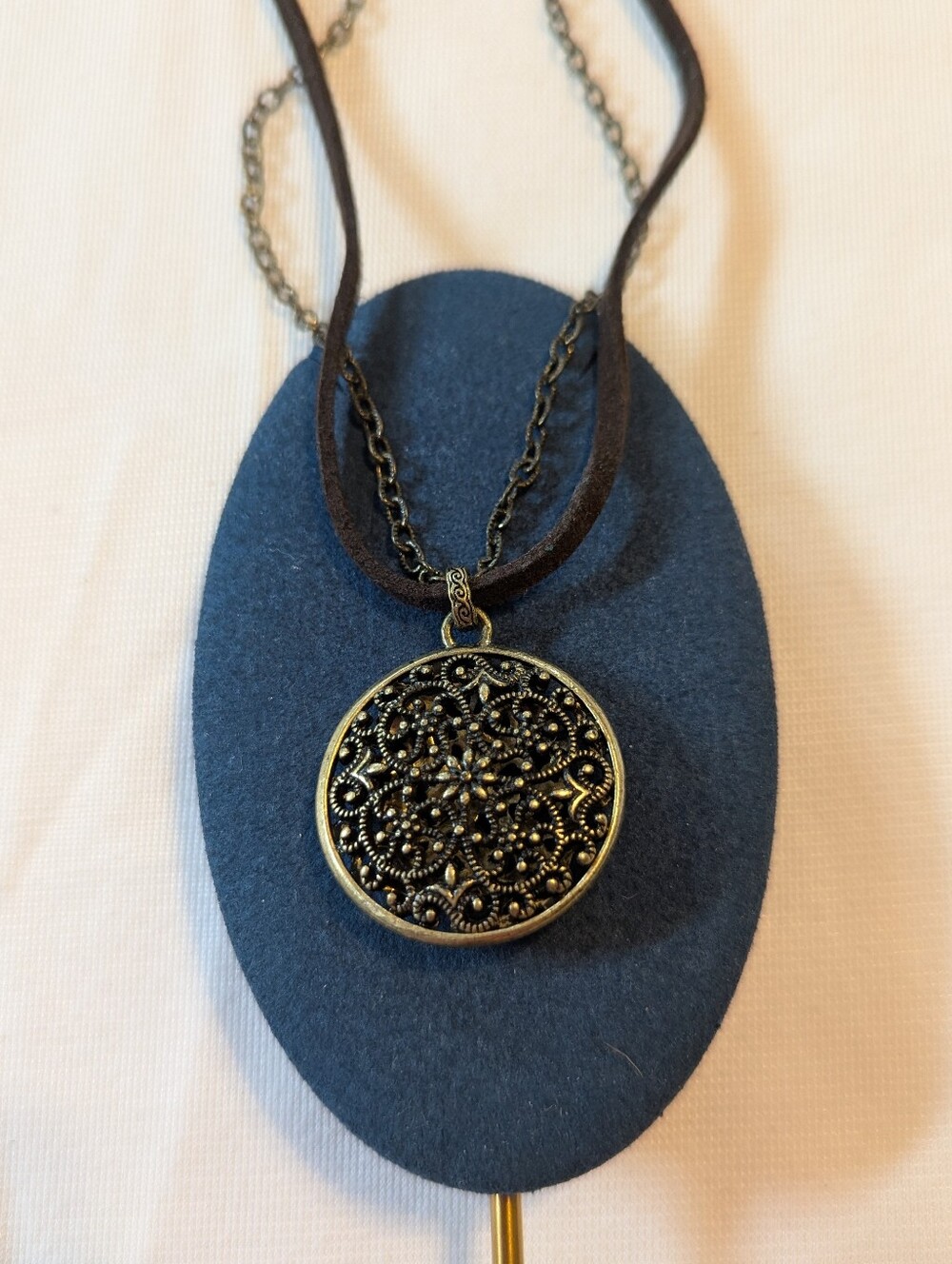 Botanica Ornate Gold Circle Pendant Necklace